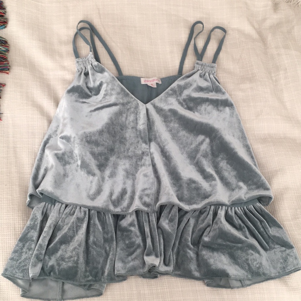 Crushed velvet tiered tank top